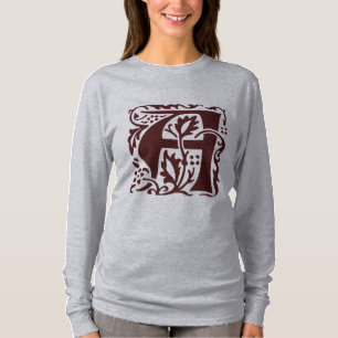 Vintage Arts Crafts Red William Morris Monogram T-Shirt