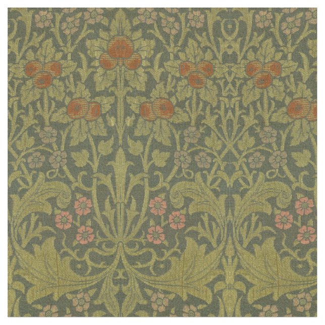 Vintage Arts & Crafts Style Apple Pattern Fabric (Close Up)