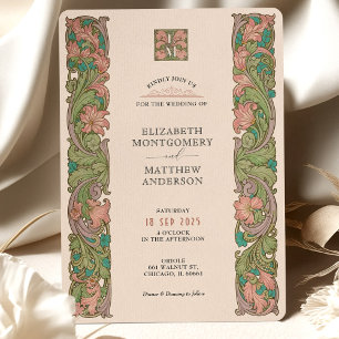 Vintage Arts & Crafts Wedding Invitation