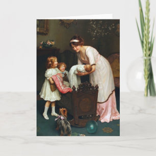 Vintage Artwork - Big Sisters and Baby, Card