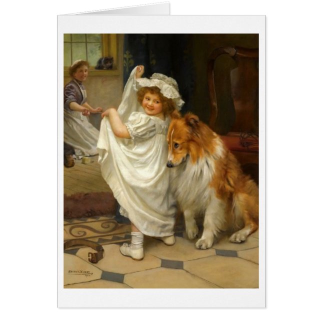 Vintage Artwork - Little Girl and Collie Dog, (Front)