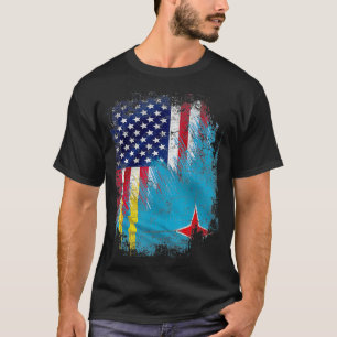 Vintage Aruba And American With Flag Cool Gift  T-Shirt