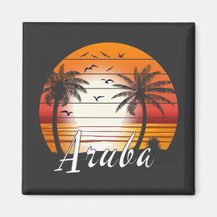 Vintage Aruba Palm Trees Summer Beach Magnet