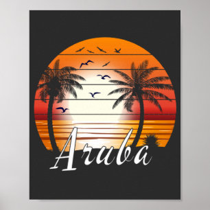 Vintage Aruba Palm Trees Summer Beach Poster