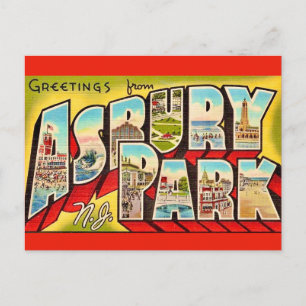 Vintage Asbury Park NJ Greetings Postcard