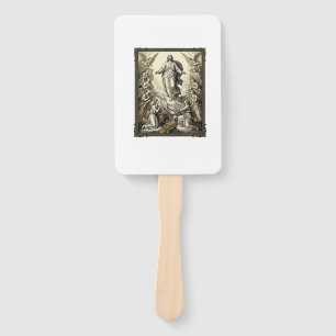 Vintage Ascension Angel Engraving Vector Art_1 Hand Fan