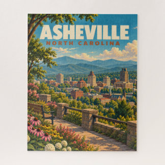 Vintage Asheville Blue Ridge Mountains Jigsaw Puzzle