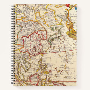 Vintage Asia Map - Ornate French Title Cartouche Notebook