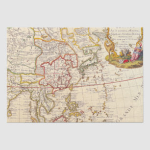 Vintage Asia Map - Ornate French Title Cartouche Tissue Paper
