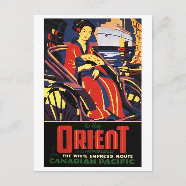 Vintage Asia Train Travel Postcard (Front)