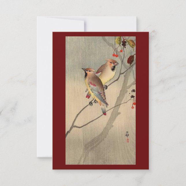 Vintage Asian Birds Thank You Card (Front)