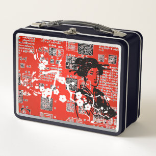 Vintage Asian Collage Metal Lunch Box