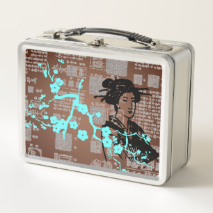 Vintage Asian Collage  Metal Lunch Box