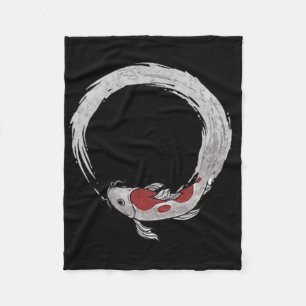 Vintage Asian Japanese Koi Carp, Nishikigoi, Koi F Fleece Blanket