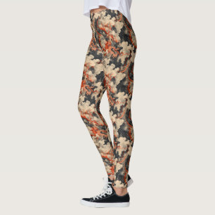 Vintage Asian Smoking Fire Dragon Pattern Leggings