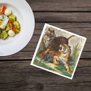 Vintage Asian Striped Fierce Tiger Napkin