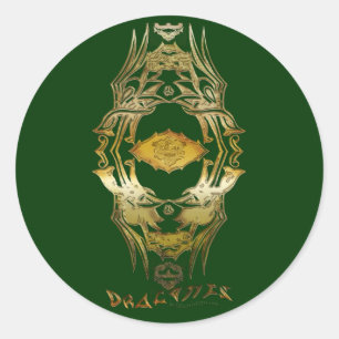 Vintage Asian Tribal Dragon on Colour BG Classic Round Sticker