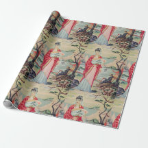 Vintage Asian Woman PBN Wrapping Paper