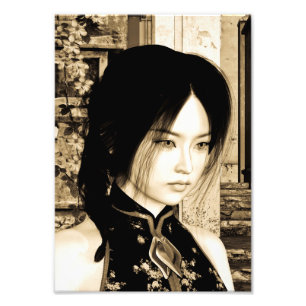 Vintage Asian Woman Portrait Art Photo Print