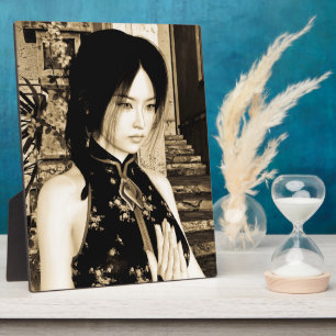 Vintage Asian Woman Portrait Art Plaque