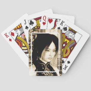 Vintage Asian Woman Portrait Art Playing Cards