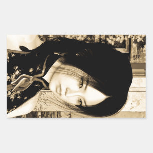 Vintage Asian Woman Portrait Art Rectangular Sticker