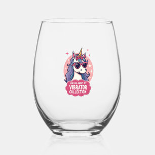 Vintage Ask Me About My Vibrator Collection Unicor Stemless Wine Glass