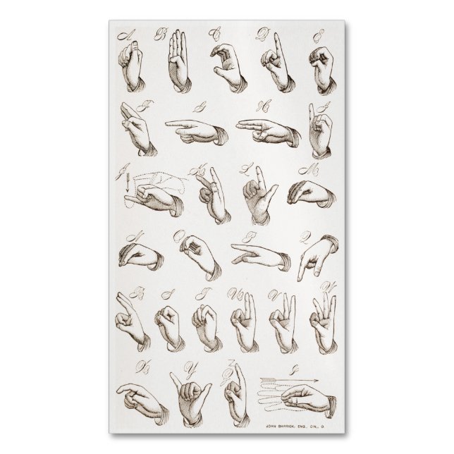 Vintage ASL Sign Language Introduction Magnetic Business Card (Front Vertical)