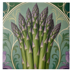 Vintage Asparagus Art Nouveau Style Kitchen Art Tile