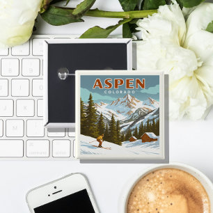 Vintage Aspen Colorado 15 Cm Square Badge