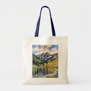 Vintage Aspen Colorado Landscape Van Gogh Style Tote Bag