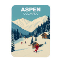 Vintage Aspen Colorado Skiing Travel