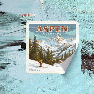 Vintage Aspen Colorado Square Sticker