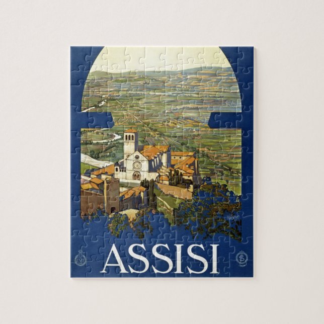 Vintage Assisi Italy Travel Tourism Advertisement Jigsaw Puzzle (Vertical)