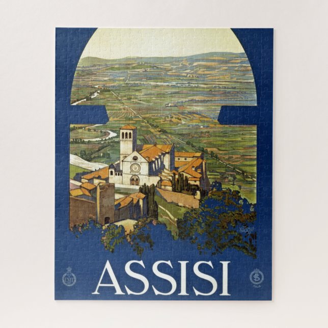 Vintage Assisi Italy Travel Tourism Advertisement Jigsaw Puzzle (Vertical)