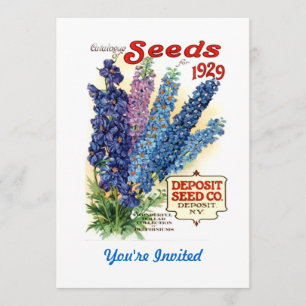 Vintage Assorted Delphiniums Seed Packet Invitation