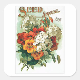 Vintage Assorted Flowers Seed Packet Square Sticker