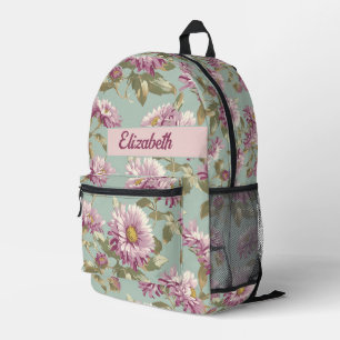 Vintage Aster Flower In Pink Pattern No1 Printed Backpack