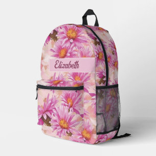 Vintage Aster Flower In Pink Pattern No2 Printed Backpack
