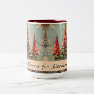 Vintage Astilbe Flowers Retro Rustic Watercolor Two-Tone Coffee Mug