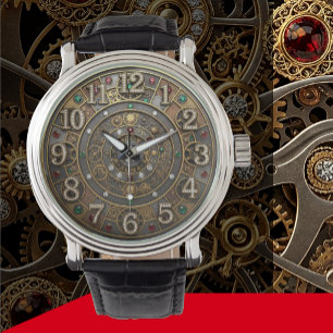 Vintage Astrological Watch, Steampunk, diamonds Watch