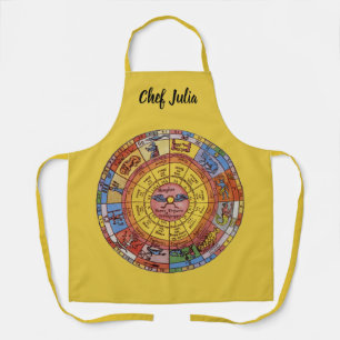 Vintage Astrology, Antique Celestial Zodiac Wheel Apron