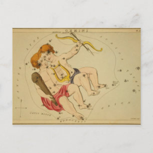 Vintage Astrology / Astronomy Gemini constellation Postcard