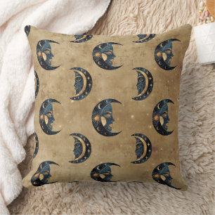 Vintage Astrology Moon Star Pattern Cushion