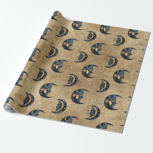 Vintage Astrology Moon Star Pattern Wrapping Paper
