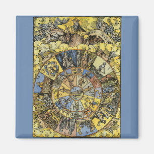Vintage Astrology, Renaissance Zodiac Wheel, 1555 Magnet