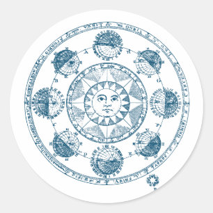 Vintage Astrology Zodiac Wheel Classic Round Sticker