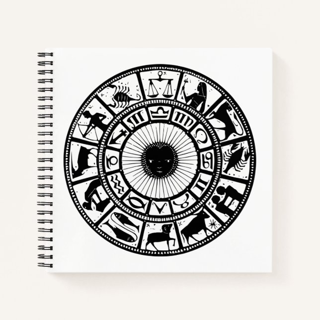 Vintage Astrology Zodiac Wheel Notebook (Front)