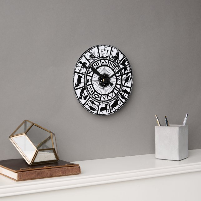 Vintage Astrology Zodiac Wheel Round Clock (Office)