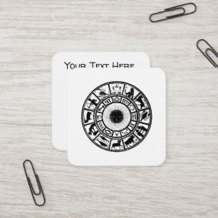 Vintage Astrology Zodiac Wheel Square Business Card